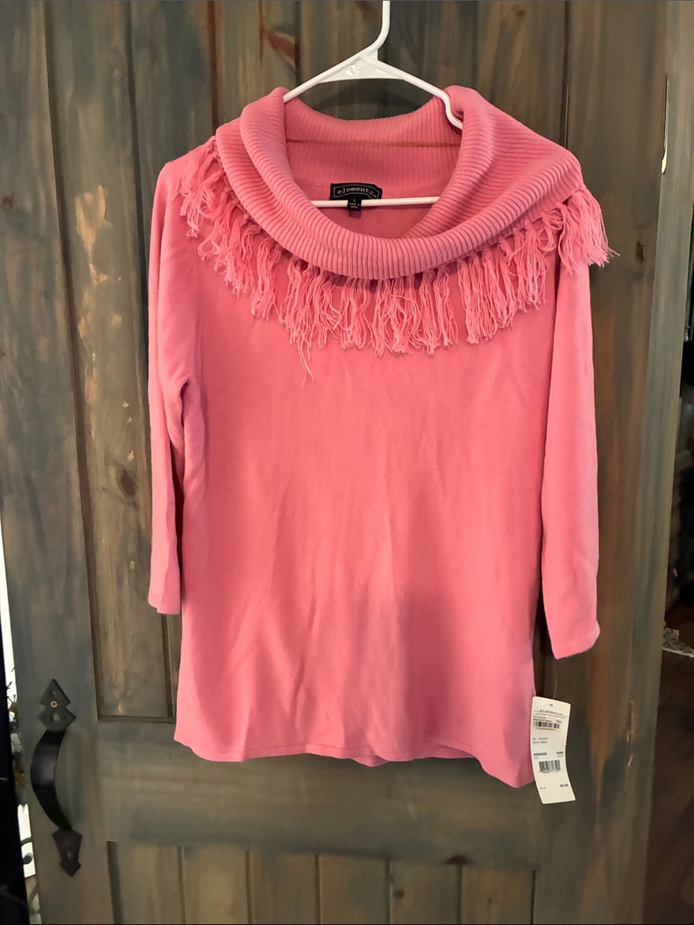 Elementz Pink Fringe Cowl Neck Sweater